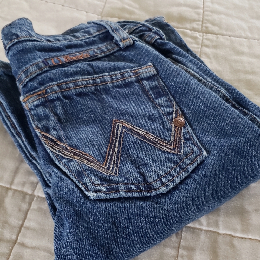 Wrangler Denim Jeans Girls 7 Slim Cotton Bell Bottom Bootcut Flare - Picture 12 of 12